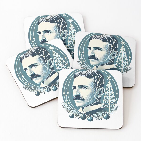 Item preview, Nikola Tesla Holiday Illustration – Festive Art Print designed and sold by PedjaSopalo.