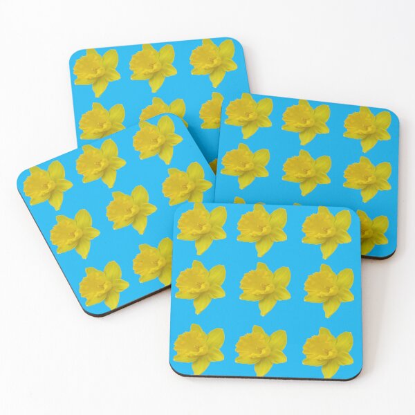 Item preview, Bright yellow daffodil with bright blue background designed and sold by flowergirlrosie.