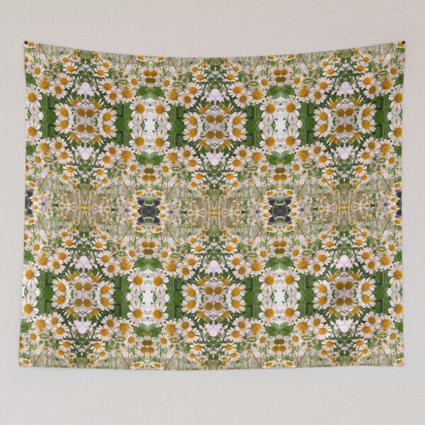 Item preview, Chamomile pattern, white daisy-like flowers designed and sold by flowergirlrosie.