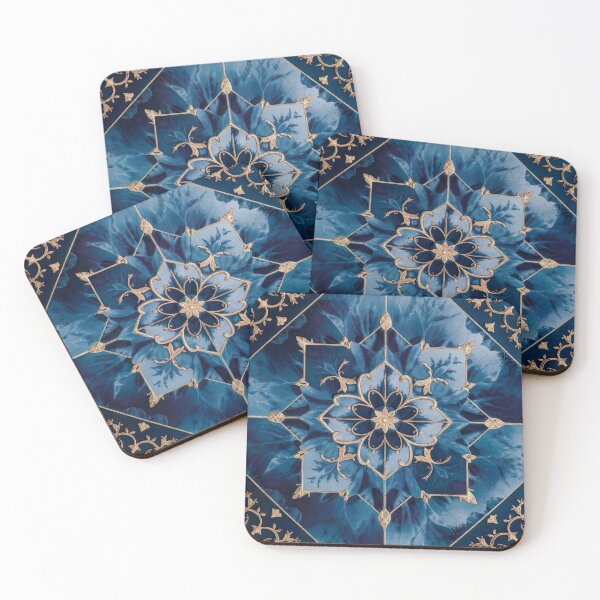 Item preview, Portuguese Tile With Deep Blues And Gold Accents designed and sold by Tamas Das.