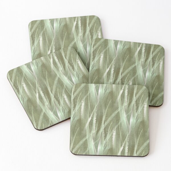 Item preview, White Long Foliage Grass Pattern in Olive Green designed and sold by Artistestella.