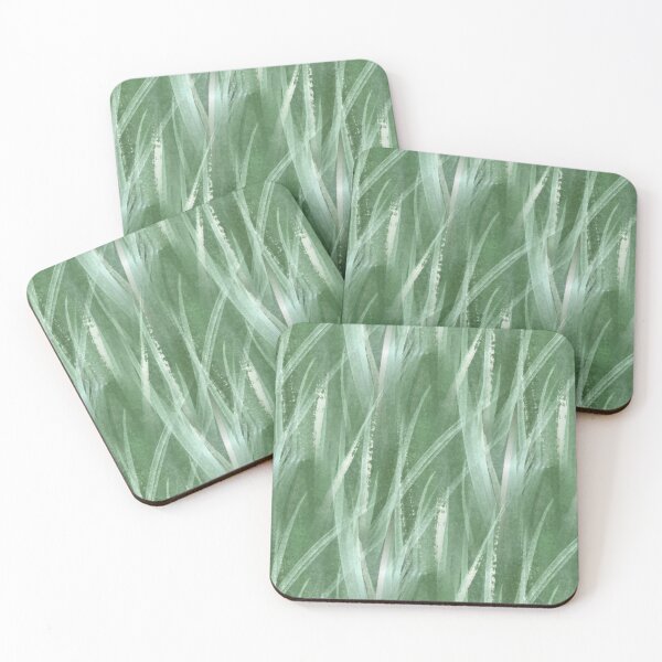 Item preview, White Long Foliage Grass Pattern in Green designed and sold by Artistestella.