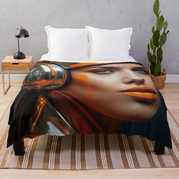 Item preview, Orange Woman 9 with metal helmet and headphones. designed and sold by Osintown.