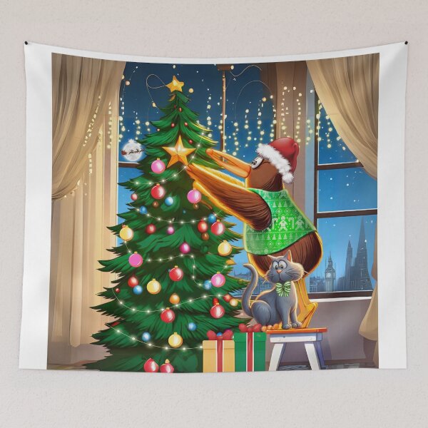 Item preview, Kiwi in London hanging Christmas decorations on the Christmas Tree 2 designed and sold by Mandii Pope.