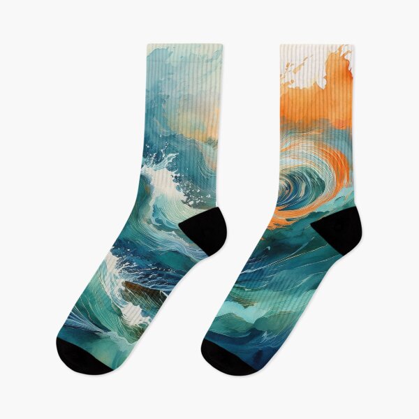 Item preview, waves orange turquoise designed and sold by Valentina-V.