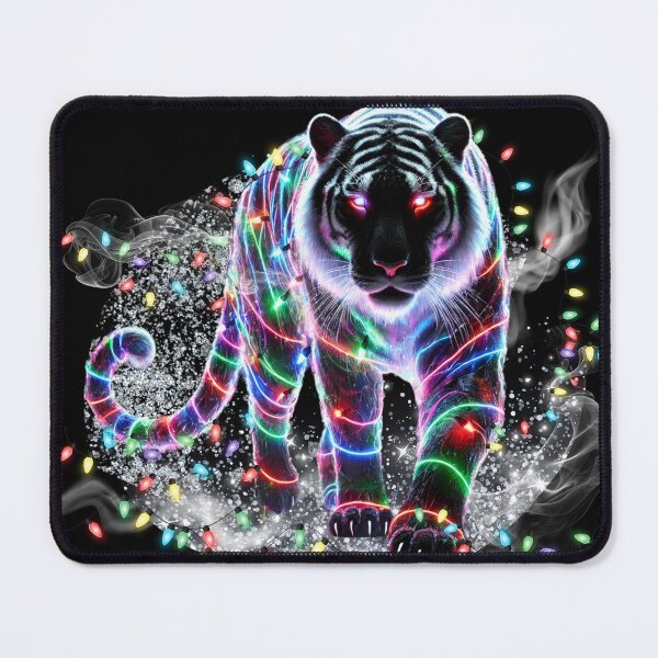 Item preview, Festive Neon Tiger Wrapped in Christmas Lights designed and sold by BeatyinChaos.