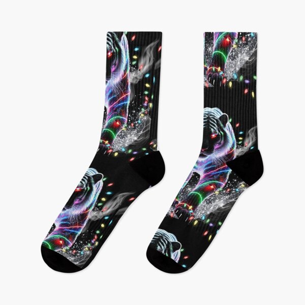 Item preview, Festive Neon Tiger Wrapped in Christmas Lights designed and sold by BeatyinChaos.