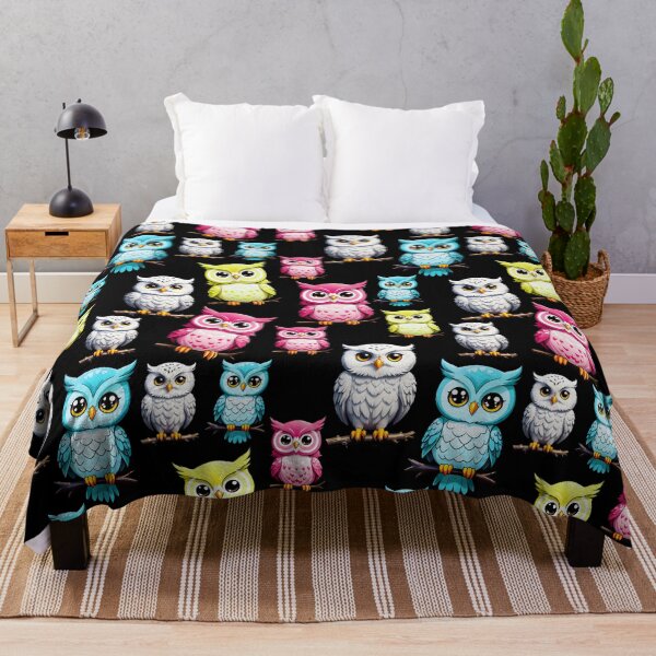 Item preview,  Colorful Owls Pattern Design On Black designed and sold by PatternTitan.