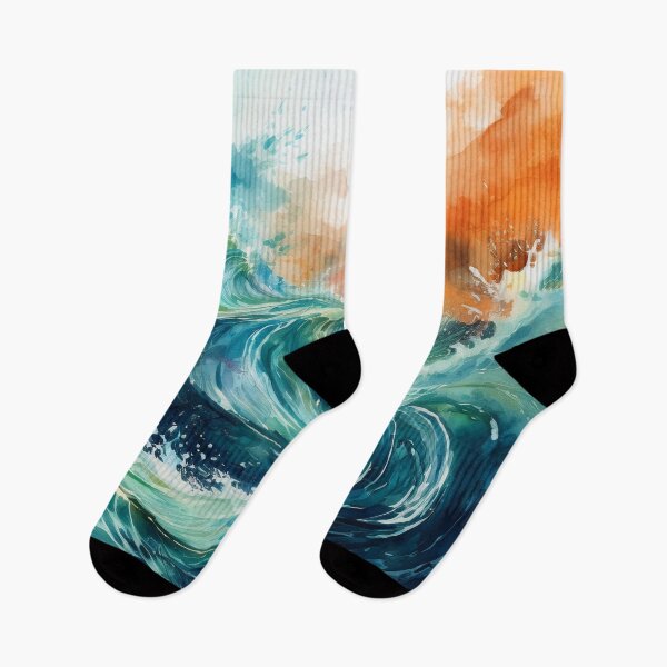 Item preview, watercolor sunset stormy ocean designed and sold by Valentina-V.