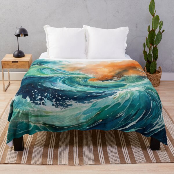Item preview, watercolor sunset stormy ocean designed and sold by Valentina-V.