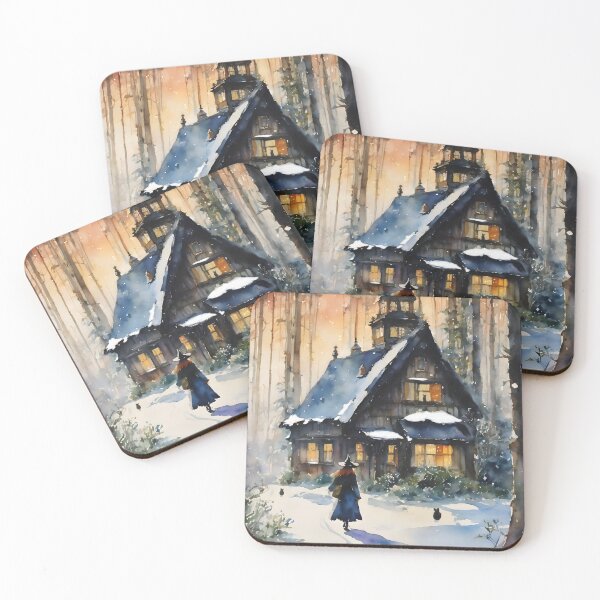 Item preview, The Return Home ~ Witchy Winter Art Scene With Bunnies designed and sold by Lyra The Lavender Witch.