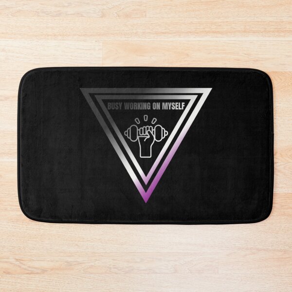 Item preview, Busy Working On Myself Slogan, Asexual pride flag graphic, hand lifting weight, Motivational, Inspirational, Powerful, Selfcare, Pride,  designed and sold by PrideBeProud.