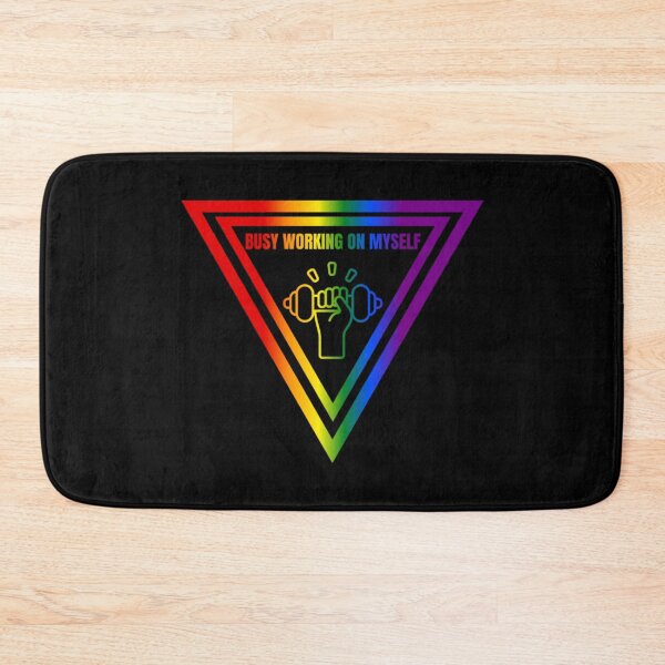 Item preview, Busy Working On Myself Slogan, Classic pride flag graphic, hand lifting weight, Motivational, Inspirational, Powerful, Selfcare, Pride,  designed and sold by PrideBeProud.