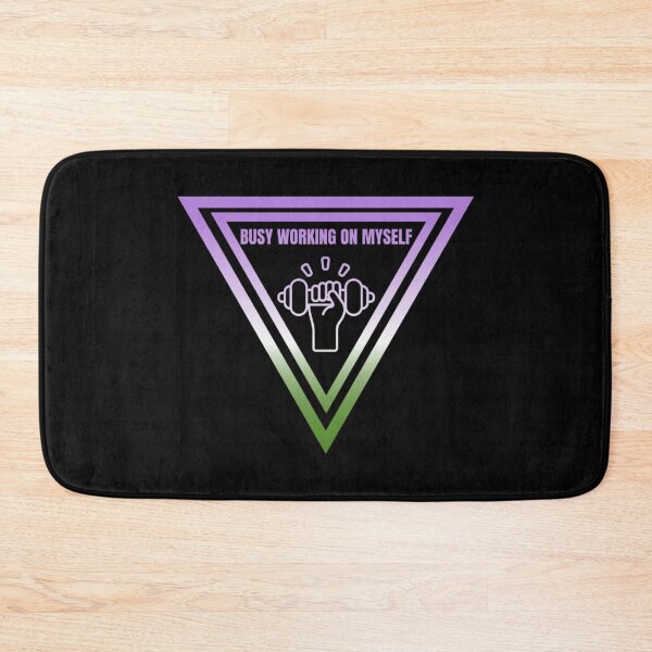 Item preview, Busy Working On Myself Slogan, Genderqueer pride flag graphic, hand lifting weight, Motivational, Inspirational, Powerful, Selfcare, Pride,  designed and sold by PrideBeProud.