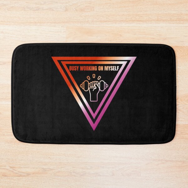 Item preview, Busy Working On Myself Slogan, Lesbian pride flag graphic, hand lifting weight, Motivational, Inspirational, Powerful, Selfcare, Pride,  designed and sold by PrideBeProud.