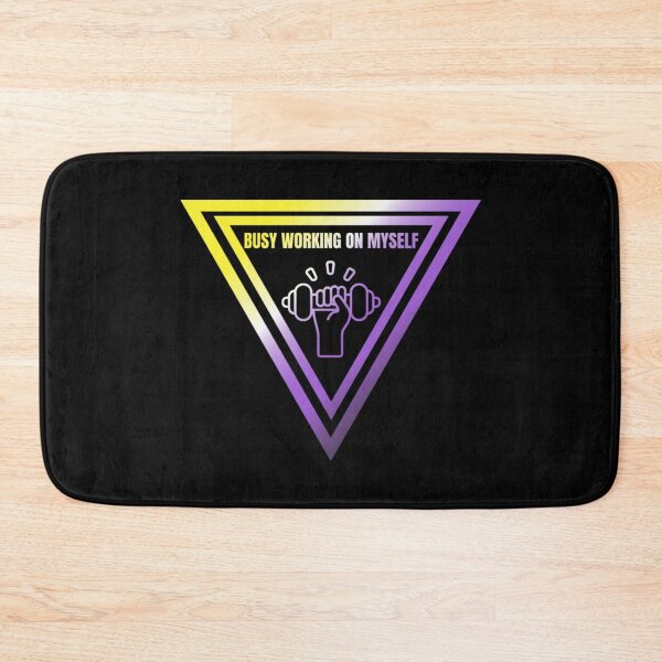 Item preview, Busy Working On Myself Slogan, Nonbinary pride flag graphic, hand lifting weight, Motivational, Inspirational, Powerful, Selfcare, Pride,  designed and sold by PrideBeProud.