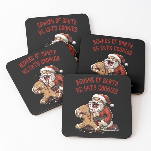 Item preview, Beware of Santa He Eats Cookies Merry Christmas Santa Zombie Monster 1 designed and sold by Designed-By-KC.