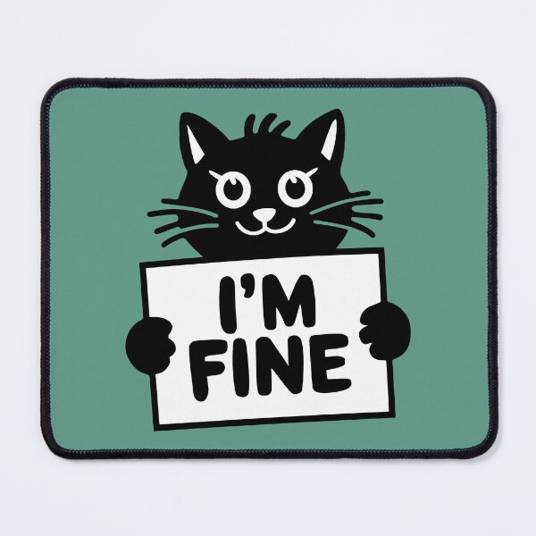 Item preview, Cute smiling cat with a sign "I'm fine". Funny animal art designed and sold by GiriaGallery.