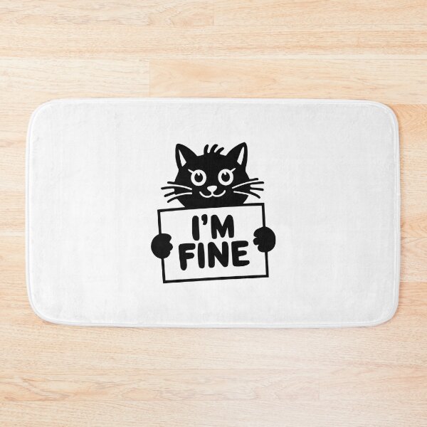 Item preview, Cute smiling cat with a sign "I'm fine". Funny animal art designed and sold by GiriaGallery.