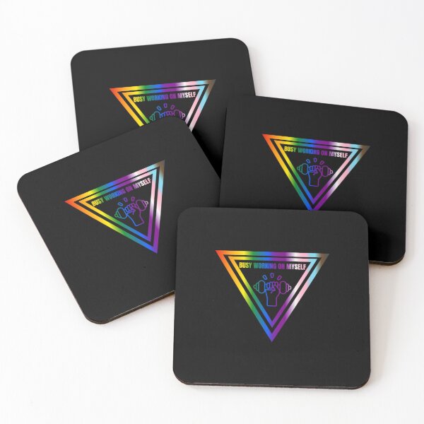 Item preview, Busy Working On Myself Slogan, Progress pride flag graphic, hand lifting weight, Motivational, Inspirational, Powerful, Selfcare, Pride,  designed and sold by PrideBeProud.