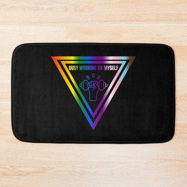 Item preview, Busy Working On Myself Slogan, Progress pride flag graphic, hand lifting weight, Motivational, Inspirational, Powerful, Selfcare, Pride,  designed and sold by PrideBeProud.