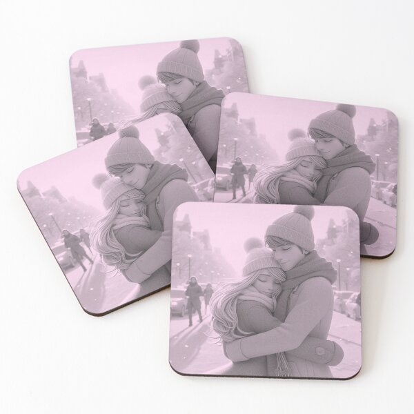 Item preview, "Cozy Winter Embrace - Romantic Couple Cuddling in the Snow designed and sold by choder61.