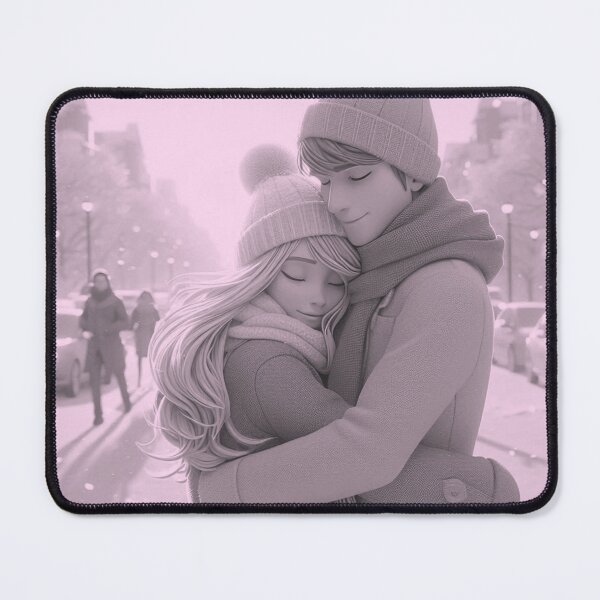 Item preview, "Cozy Winter Embrace - Romantic Couple Cuddling in the Snow designed and sold by choder61.