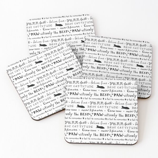Item preview, Cat puns hand lettered - seamless pattern (black on white) designed and sold by Pxycrafts.