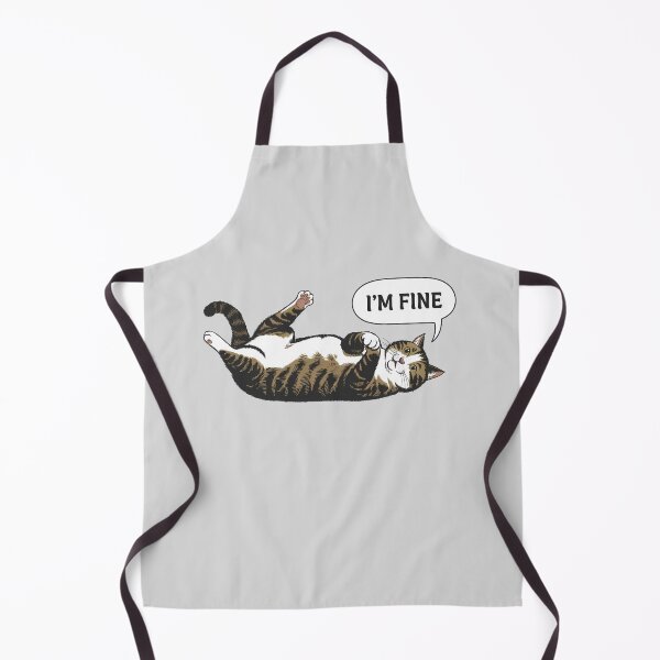 Item preview, Cute smiling cat with caption "I'm fine". Funny animal art designed and sold by GiriaGallery.