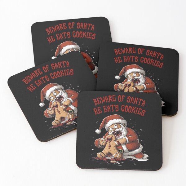 Item preview, Beware of Santa He Eats Cookies Merry Christmas Santa Zombie Monster 2 designed and sold by Designed-By-KC.