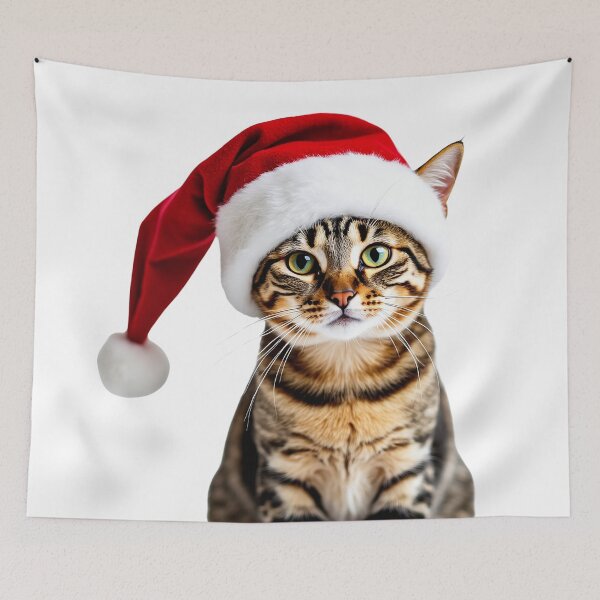 Item preview, Funny Ocicat cat wearing Christmas hat designed and sold by LazyOwlStore.