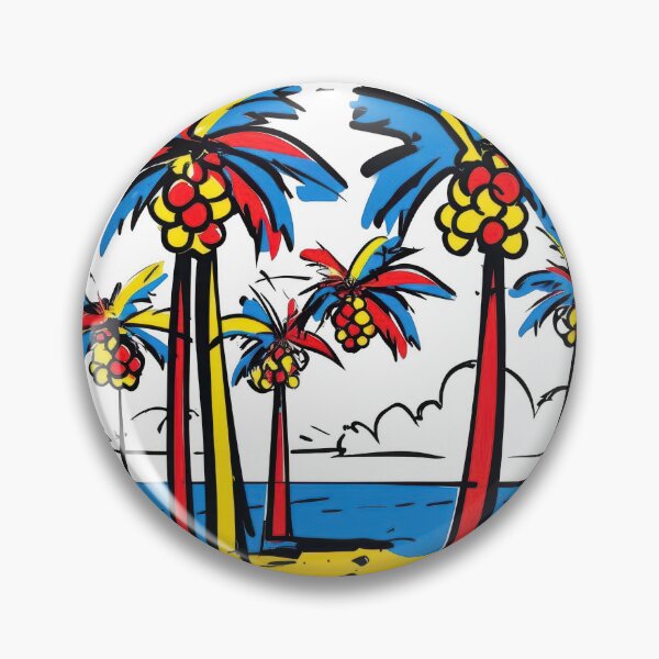 Item preview, Vibrant Pop Art Beach Scene With Bold Palm Trees designed and sold by estampavibe.