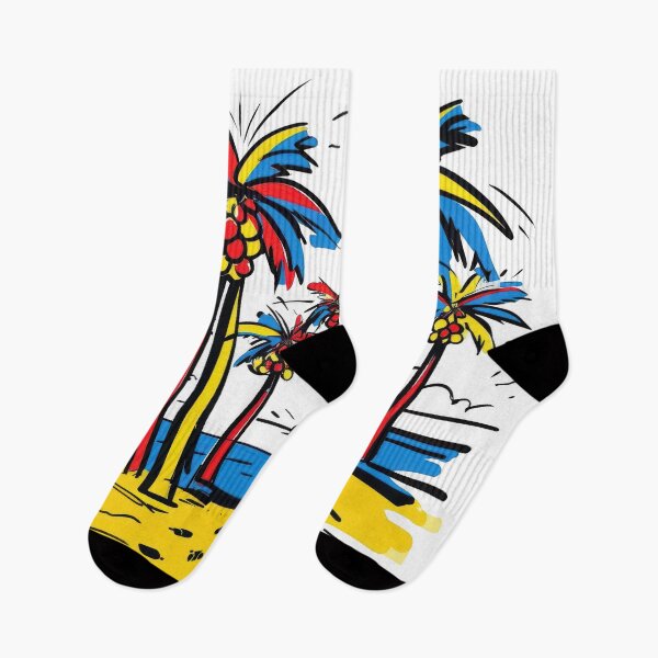 Item preview, Vibrant Pop Art Beach Scene With Bold Palm Trees designed and sold by estampavibe.