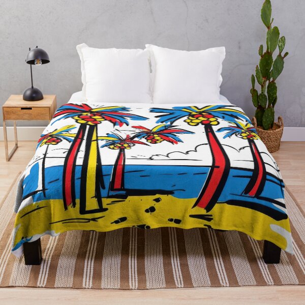 Item preview, Vibrant Pop Art Beach Scene With Bold Palm Trees designed and sold by estampavibe.