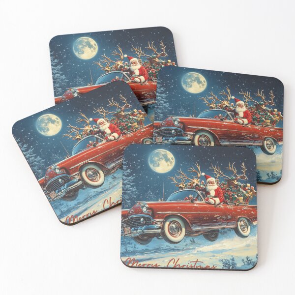 Item preview, Crazy Santa Claus in a Classic Christmas Retro Car designed and sold by The Art of Kkatarynka.