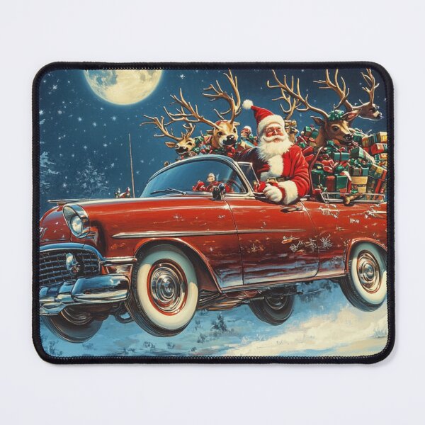 Item preview, Crazy Santa Claus in a Classic Christmas Retro Car designed and sold by The Art of Kkatarynka.