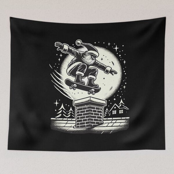 Item preview, Weihnachten Santa Skateboarding Night designed and sold by LuminOrb.
