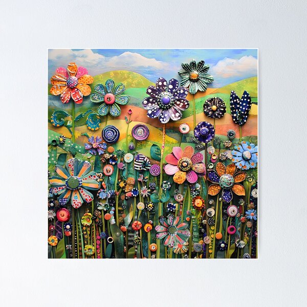 Item preview, Floral Patchwork Collage, Wildflower Garden on the Hill designed and sold by Neika Shimm Designs.