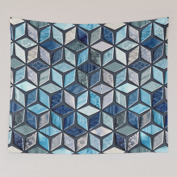 Item preview, Moody Indigo and Blue Diamond Mosaic Tiles Pattern designed and sold by micklyn.