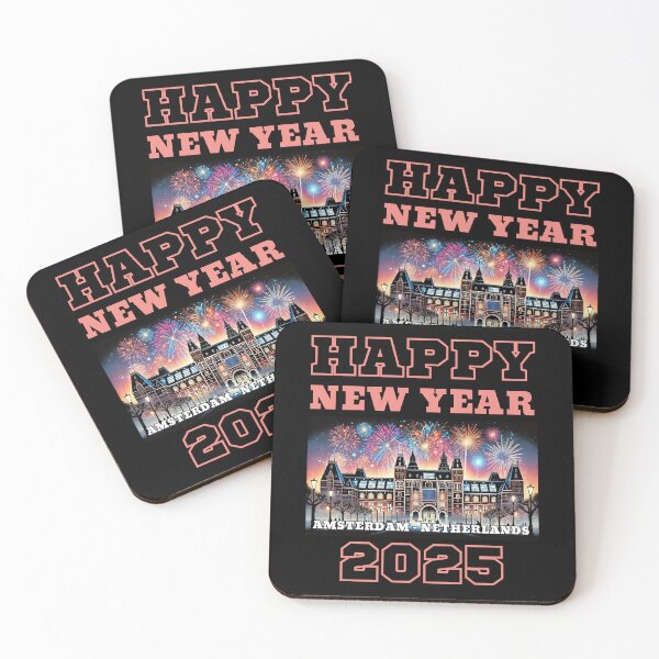 Item preview, Happy New Year 2025 - Amsterdam - Salmon Pink Edition designed and sold by Manic Merch Designs.