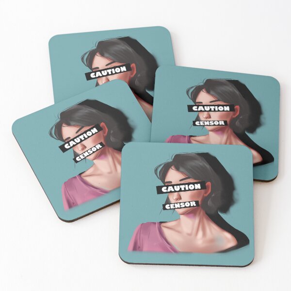Item preview, Caution and censor lady semi-realistic style designed and sold by Wish Design.