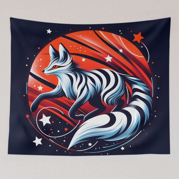 Item preview, Cosmic Fox with Stripes, Ai Generated Art  designed and sold by ACC .