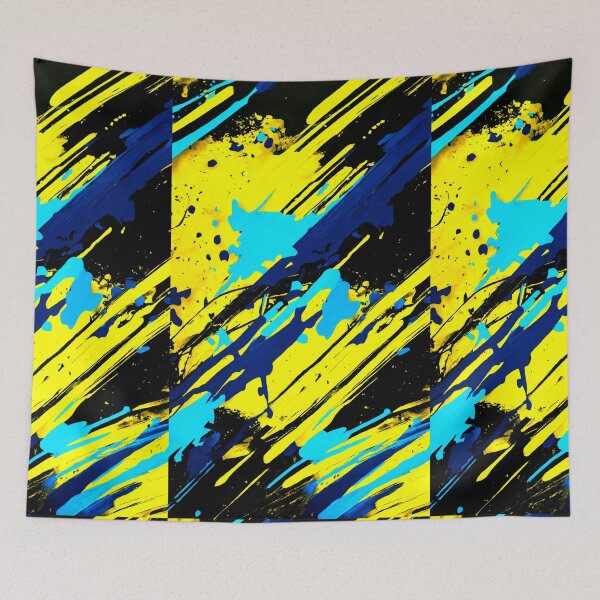 Aperçu de l'œuvre Paint Pattern Yellow Turquoise créée et vendue par UZRWRLD .
