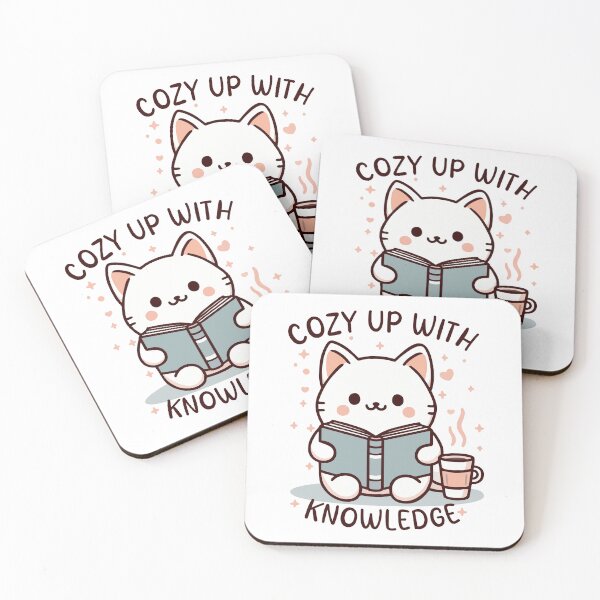 Item preview, Cozy Up with Knowledge - Bookish Cat designed and sold by TheJoyfulNest.