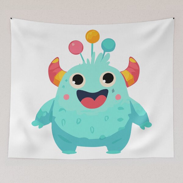 Item preview, Cute Blue Happy Monster - Kids Illustration Clipart designed and sold by viktoriaart0303.
