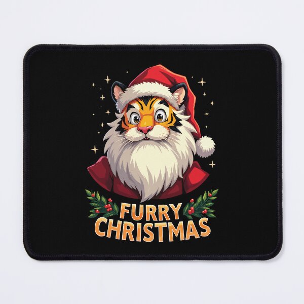 Item preview, Navidad peluda. Dibujos animados de tigre y Papá Noel. designed and sold by twisted-dot.