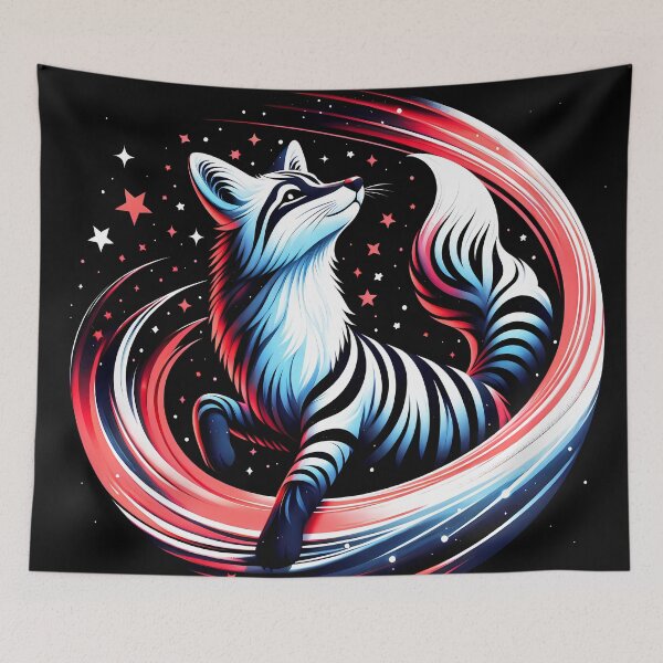 Item preview, Cosmic Fox with Stripes, Ai Generated Art  designed and sold by ACC .