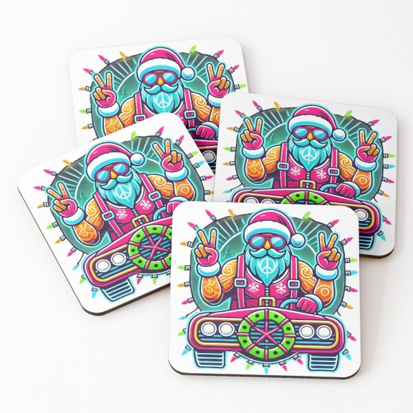 Item preview, Retro Peace-Sign Santa with Christmas Lights designed and sold by AIARTIST1.