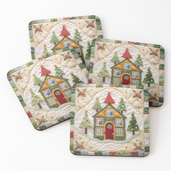 Item preview, Patchwork Christmas House 1 designed and sold by UniqVibe.