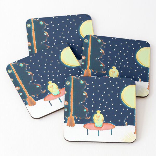 Item preview, new unordinary snowing night scene with tree and moon in japanese ukiyo-e style painting art designed and sold by MerryCrown.